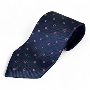 Brooks Brothers 346 Navy Blue Hexagon Geometric Silk Tie Mens Necktie New/Defect
